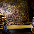 Сцена из четвертого акта. Мария Баянкина - Валентина, Сергей Скороходов - Рауль. фото Михаила Вильчука © Мариинский театр