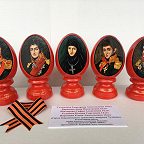 Коллективная работа Герои Бородинского сражения генералы Тучковы. Лаковая миниатюра, Федоскино.2023г