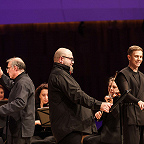 Александр Рудин, Андрей Немзер, Вадим Волков и музыканты Musica Viva. Фото Лилии Ольховой предоставлено пресс-службой МКЗ «Зарядье»