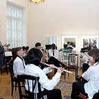 Репетиция ансамбля духовых и ударных инструментов, рук. Заслуженный артист России Сокол Б.В.