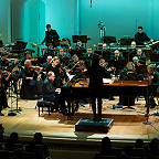 Михаил Турпанов, Филипп Чижевский и музыканты ГАСО. Фото предоставлено пресс-службой Московской филармонии